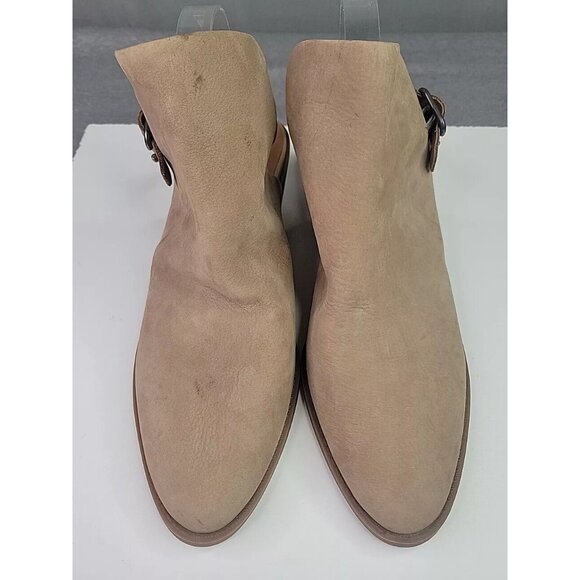 Lucky Brand Shoes Womens Sz 10 Farryn Tan Sling Back Bootie Block Heel Boho, EUC - Picture 4 of 11